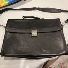 PIEL LEATHER BRIEFCASE Unisex BLK Computer Messenger Bag Hand Made Columbia  picture
