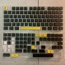 XDA PROFILE DYE SUB KEYCAPS THICK PBT BLACK YELLOW “GENTLEMAN” picture