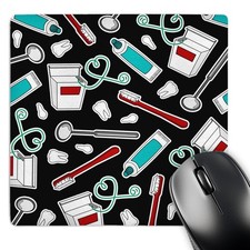 3dRose, Cute Dentist Dental Hygienist Print Black, Mouse Pad picture