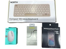 NORTH Compact Wireless Keyboard, Logitech M196 Bluetooth Mouse, Heyday 3ft. USB- picture