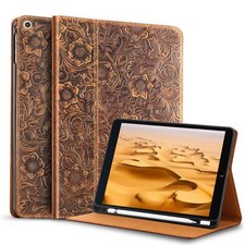 Gexmil Leather Case for iPad 10.2 Inch,9th/8th/7th Gen,Brown Floral | Genuine... picture