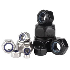 2/5/25Pcs M2-M16 Black 304 Stainless Steel Nylon Insert Nylock Lock Nuts picture