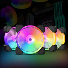4Pack Black Frame 120mm RGB LED PC Computer Case Cooling Fan Quiet Colorful picture