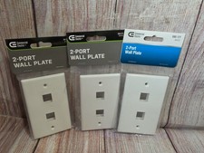 3 X Commercial Electric 2-Port Wall Plate & Screws White 5002-WH 595-177 (B45 picture