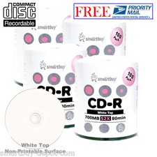 400-Pack SmartBuy Blank CD-R 52X 700MB/80Min White Top Surface Record Media Disc picture