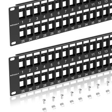 48 Port Blank Keystone Patch Panel Snapin Cat6 2U 19 Inch Rack Mount 2 PCS picture