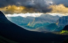 Landscape nature mountain pass glacier national park sun Custom Gaming Mat Desk picture