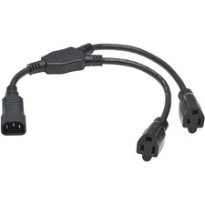 Tripp Lite P00218N2R Power Cord Y Splitter 18in 13A 125V Black picture