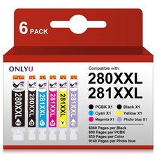 ONLYU Ink Cartridge for Canon PGI-280XXL CLI-281XXL Pixma TS9120 TS8320 (6 Pack) picture