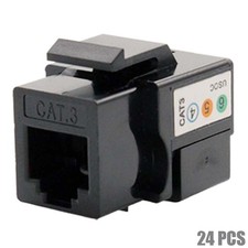 24x Cat3 RJ11 RJ12 Telephone Phone Line Keystone Jack 110 Punch Down 6P6C Black picture