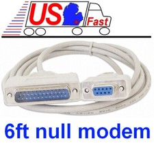 6ft DB9 F/FEMALE~DB25 pin M/MALE Serial Null Modem Data Cable,Nul wired Cord,9c picture