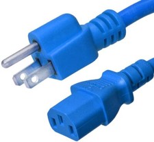 10 PACK LOT 6ft NEMA 5-15P - C13 Blue Power Cord 18AWG 10A/1250W 125V 3-Prong 2M picture