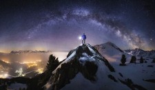 Landscape nature starry night mountains snow milky way Custom Gaming Mat Desk picture
