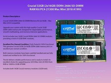 Crucial 32GB (2x16GB) DDR4-2666 SO-DIMM RAM Kit PC4-21300 Mac Mini 2018 A1993 picture