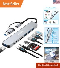 Sleek USB Hub 3.0 with 8 Ports, TF/SD Reader, and 3.5mm Adapter - Travel-Ready picture
