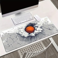 1pc Extra Large Basketball 3D Printed Gaming Mouse Pad - Durable Rubber Desk M picture