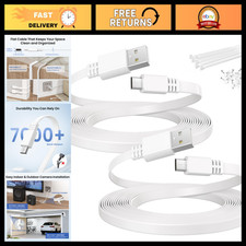 30FT Micro USB Power Extension Cable 2-Pack, Flat USB A to Micro USB, White picture