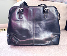 Fossil Black Leather Zip-Top Briefcase Laptop Bag w/ Inner Pockets MPN 75082 picture