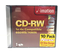 Imation 10 Pack CD-RW Rewritable 650 MB/74 Min CD Slim Case 1x-4x  picture