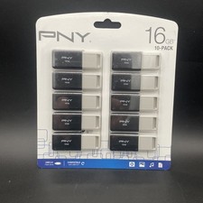 PNY P-FD16GX100DM-EF2 16GB USB 2.0 Flash Drive 10-Pack Black/Gray NEW picture