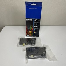 New Factory Seal Epson 802 XL Black & 802 Yellow Ink Cartridges Exp 12/2027 picture