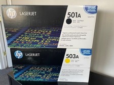 HP Genuine 501A (Q6470A) Black AND 503A (Q7582A) YELLOW SEALED OEM 3800 picture