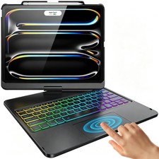 FUWANG for iPad Pro 13 inch Case with Keyboard M5/M4, 360° Rotating, Black picture