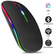 2.4GHz Bluetooth Wireless Optical Mouse USB Rechargeable RGB Office PC Laptop picture