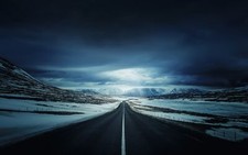 Landscape road snow dark sky asphalt iceland winter cold Custom Gaming Mat Desk picture