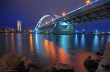 Landscape architecture bratislava slovakia bridge night Custom Gaming Mat Desk picture