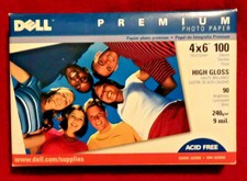 DELL PREMIUM HIGH GLOSS PHOTO PAPER - 4x6 - 92 SHEET PACK - OPEN BOX picture