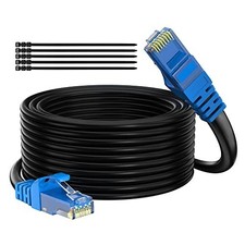 Cat 6 Outdoor Ethernet Cable 150 Ft Black, High Speed Heavy Duty Long Internet N picture