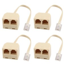 4Pcs RJ11 6P4C Male to 2 Ports Female Telephone Line Splitter Adapter Converter picture