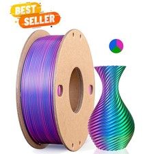Silk Triple Color PLA Filament 1.75mm, 3-in-1 Coextruded Shiny Multicolor 3D ... picture