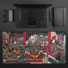 Kabuki Clash – Ukiyo-e Actors in Chinese Palace Scene XL Desk Mat picture