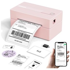 Compact Bluetooth Label Printer - Pink, 4x6 Shipping Labels picture