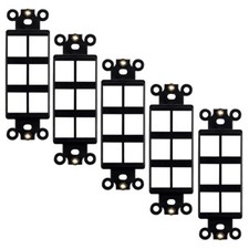 5x 6 Hole Port Keystone Jack Wall Plate Insert Decora Style Modular 1-Gang Black picture