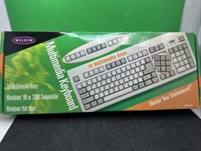 Belkin PS2 Keyboard F8E206 KB-6868 Home Office NOS White Clicky Keys QWERTY IOB picture