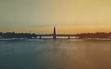 Landscape photography water river winter bridge Custom Gaming Mat Desk picture