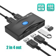 MT-VIKI USB 2.0 Sharing Switch 2 In 4 Out 480Mbps 2 PCs Share 4 USB Ports Printe picture
