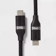 4' USB-C to USB-C 240W Silicone Cable - Black: Male-To-Male Connection - A14 picture