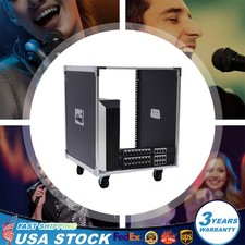 12U Cabinet Rolling Network Rack Audio Studio Video Telecom Equipment Rack Black picture