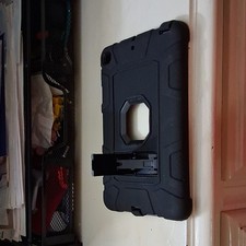 Black Rugged Tablet Case Cover, Shockproof Protective w/ Integrated Stand picture