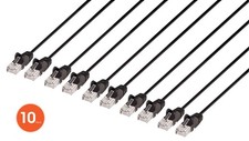 Intellinet 745048 20ft Cat-6 U/UTP Slim Patch Cable Black 10 Pack picture