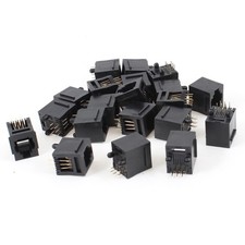 20 Pcs Black Plastic 180 Degree RJ12 6P6C Network Modular PCB Connector Jacks picture