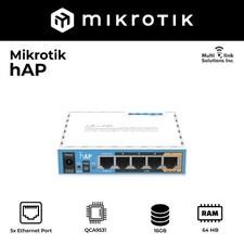 Mikrotik RouterBoard hAP RB951Ui-2nD 2.4GHz AP, Five Ethernet ports, PoE-out picture