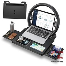 2-in-1 Extendable Steering Wheel Tray with Drawer Anti Slip Protective picture