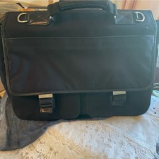 Vintage Coach Black Solid Nylon Laptop Shoulder/Messenger Briefcase Document Bag picture