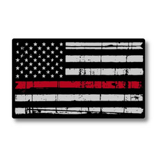 Thin Red Line Distressed American Flag Laptop Sticker Decal for Firefighters picture