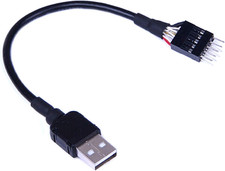 9-Pin USB Motherboard Male Header to Single USB 2.0 Type a Male Cable 7.8Inch picture